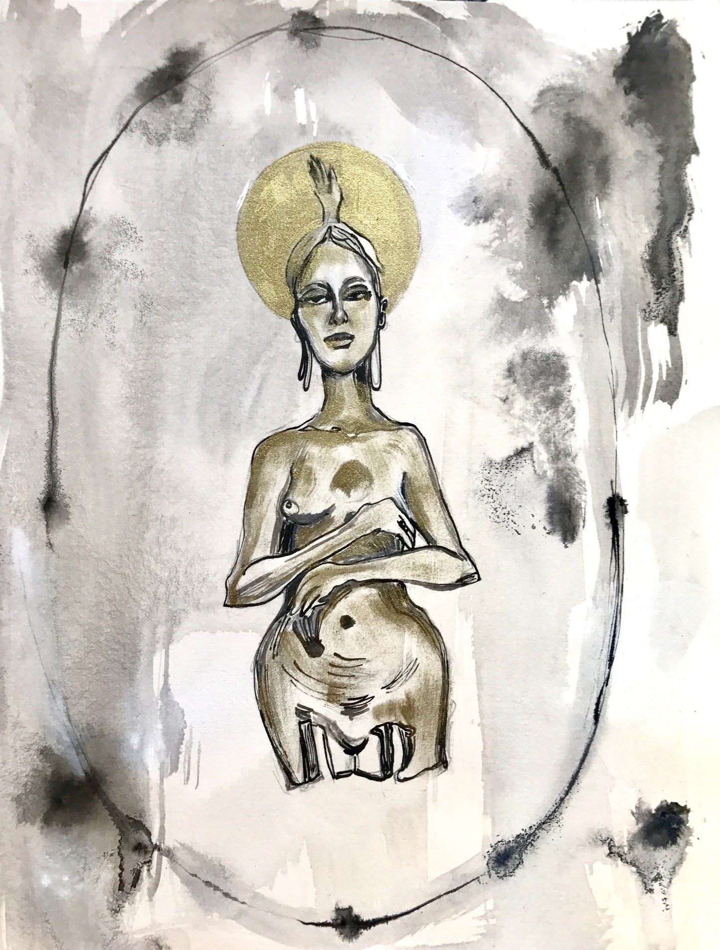 Eclipse Original Mixed Media Drawing