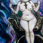 Eye ball on the throne cropped - High Priestess Original Oil Painting, 16x20" Jessica Gallardo Art