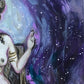 Mudra, cosmos, throne cropped - High Priestess Original Oil Painting, 16x20" Jessica Gallardo Art