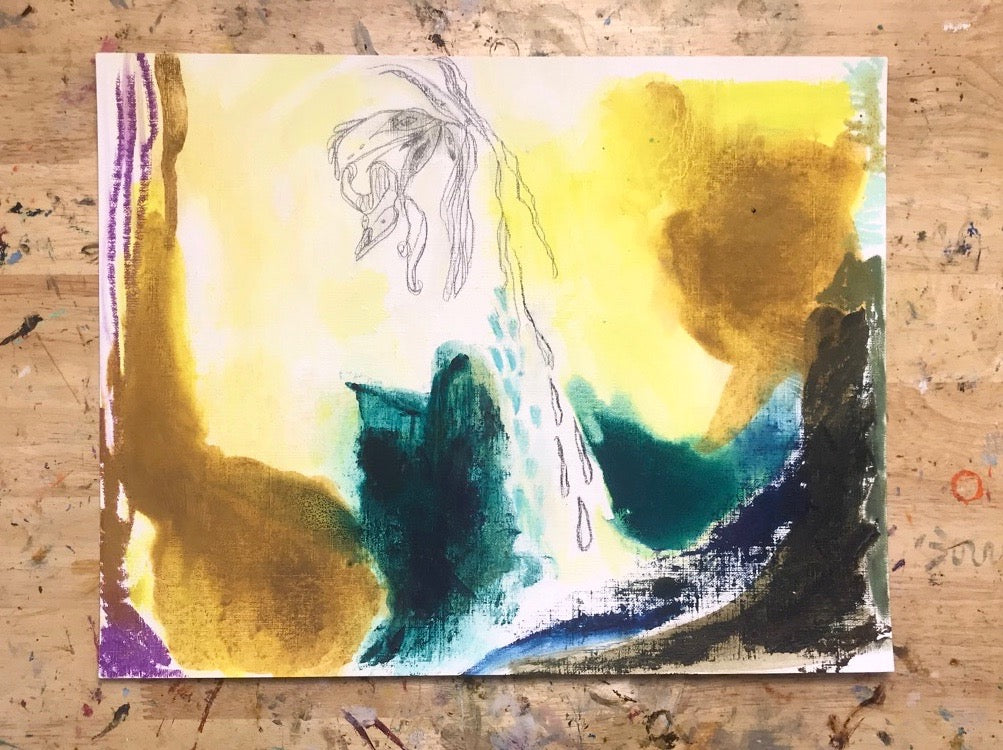 Oil & Turp Experiment No. 3 - Water Meets Earth - Original Painting